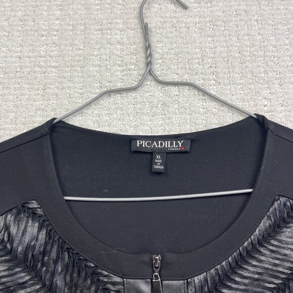 Picadilly Full Zip Jacket Black Moto Textured Mix-Media Women Sz XL Canada Made - Picture 5 of 13